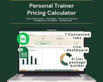 Personal Trainer Pricing Calculator | Coaching Package Builder + Revenue Planner Spreadsheet | Excel + Google Sheets