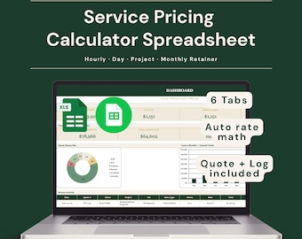 Foglio di calcolo per la determinazione dei prezzi dei servizi / Modello di preventivo per freelance / Prezzi orari, a progetto e a forfait / Calcolatore delle tariffe per consulenti