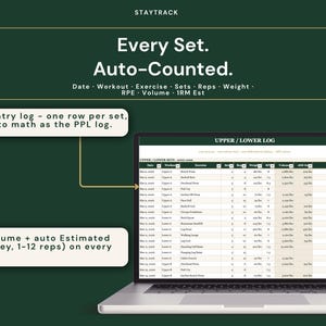 Workout Program Library Spreadsheet | Push Pull Legs, 5-3-1 & Upper Lower Split | Excel + Google Sheets Gym Tracker with 1RM + PR Board image 8