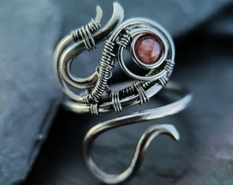 Anello Fairycore, anello con cristallo avvolto in filo metallico, acciaio inossidabile chirurgico, gioiello spirituale,