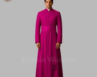 Gewaad voor mannen geestelijken, op maat gemaakt bisschopsgewaad, kleding katholieke priester, fuchsia liturgische soutane, gewaad kerkkoor