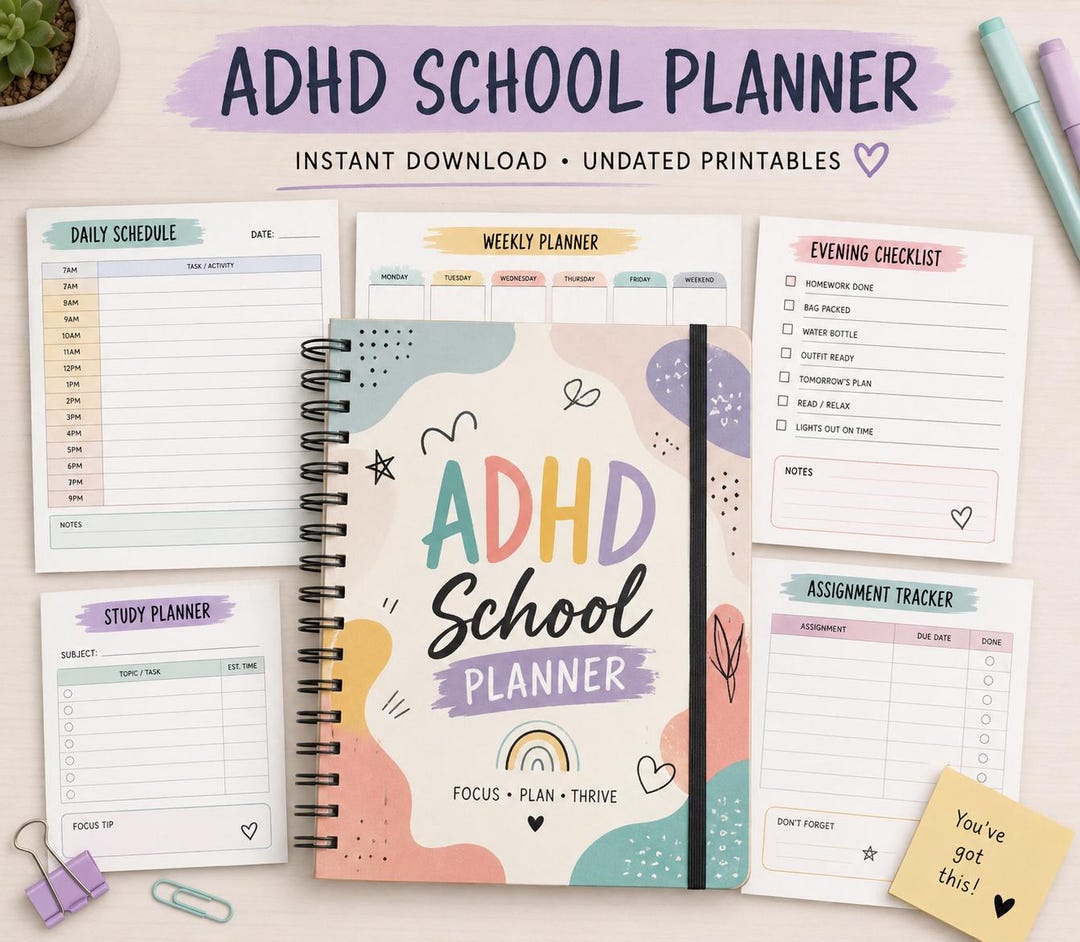 ADHD Homeschool Planner Printable | Neurodivergent Student Organizer ...