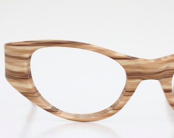 Rare Vintage 50s Faux Wood Grain Cat Eyeglasses Frames