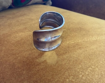 Vintage Sterling Silver Cuff Bracelet 925 Mexico | Sculptural Wide Minimalist Cuff, Modernist Statement Jewelry