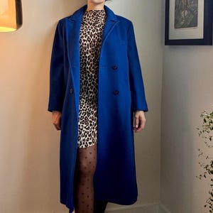Vintage 1980s Pendleton Cobalt Blue Virgin Wool Long Coat | Made in USA Size 12