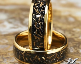 8mm Black Gold Tungsten Wedding Band for Men – Scratch Resistant Comfort Fit
