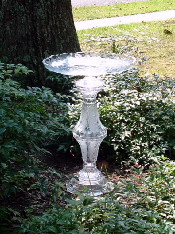 Vintage glass garden art bird bath bird feeder. The Etsy