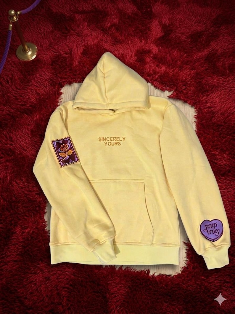 Handmade Sincerely yours Matter Salish Fleece Hoodie – Cosplay Yellow Oversized Sweatshirt image 2
