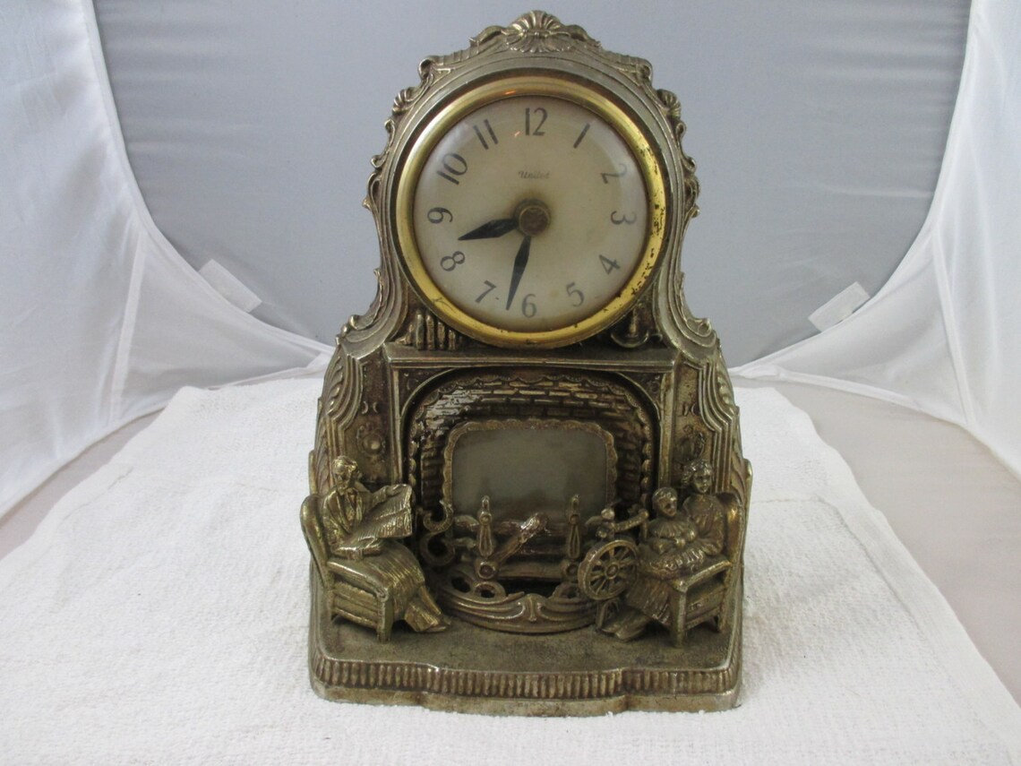 Vintage United Clock Corp. Model 422 Fireplace Motion Clock Etsy