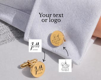 Boutons de manchette personnalisés marié, logo gravé au laser, paire de bijoux décontractés