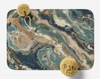 Alfombrilla de baño abstracta moderna: diseño orgánico, alfombra de microfibra con espuma viscoelástica, antideslizante - 102