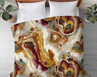 Abstract Duvet Cover: Modern Organic Design, Cotton or Silky Microfiber Bedding - 105