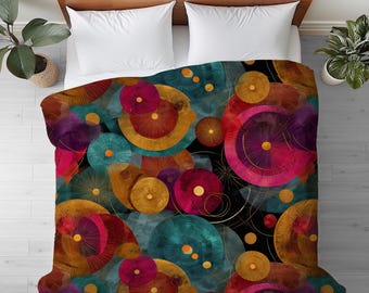 Modern Abstract Duvet Cover: Organic Design, Cotton or Silky Microfiber Bedding - 103