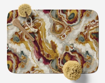 Abstract Bath Mat: Modern Organic Design, Microfiber Memory Foam Rug, Anti-Slip - 105