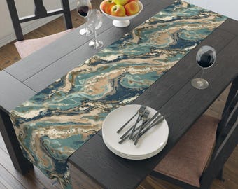 Table Runner with Abstract Art, Cotton or Polyester Table Linens, 102