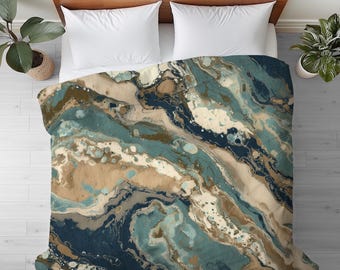Modern Abstract Duvet Cover: Organic Design, Cotton or Silky Microfiber Bedding - 102
