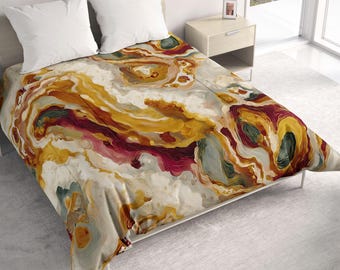 Abstract Comforter: Modern Organic Design, Cotton or Polyester Lightweight All Seasons Bedding - 105