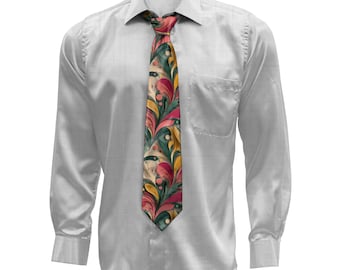 Corbata moderna abstracta para hombre: diseño orgánico, corbata de poliéster satinado - 101