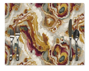 Abstract Placemat: Modern Organic Design, Contemporary Cotton Table Linen, Hemmed Edges - 105