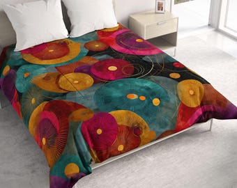 Modern Abstract Comforter: Organic Design, Cotton or Polyester Lightweight All Seasons Bedding - 103