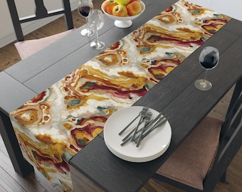 Table Runner with Abstract Art, Cotton or Polyester Table Linens, 105