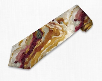 Abstract Men's Tie: Modern Organic Design, Satin Polyester Necktie - 105