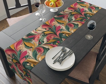 Table Runner with Abstract Art, Cotton or Polyester Table Linens, 101
