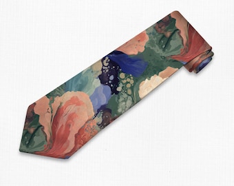 Abstract Men's Tie: Modern Organic Design, Satin Polyester Necktie - 104