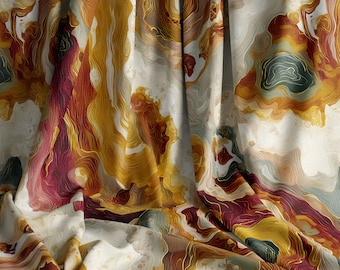 Abstract Fabric Printed by the Yard: Modern Organic Design, Polyester Poplin or Pima Combed Cotton - 105