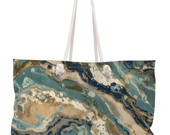 Bolso de fin de semana moderno y abstracto: diseño orgánico, bolso de playa extragrande con asa de cuerda - 102