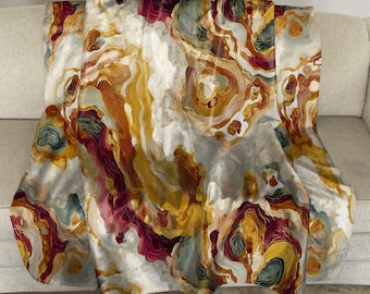 Abstract Sherpa Fleece Throw: Modern Organic Design Blanket Throw, 50x60 or 60x80 - 105