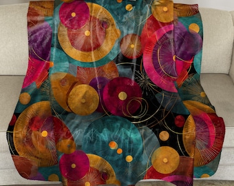 Manta de forro polar Sherpa abstracta moderna: manta de diseño orgánico, 50x60 o 60x80 - 103