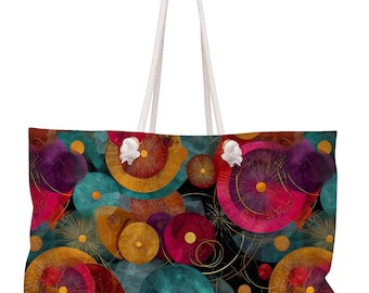 Bolso de fin de semana moderno y abstracto: diseño orgánico, bolso de playa extragrande con asa de cuerda - 103