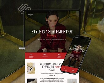 Squarespace 7.1 Template Luxury Trendy Feminine Red Elegant for Coach Virtual Assistant Image Consultants Fashion Website For Freelancer