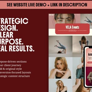 elementor wordpress theme website kit red creative feminine bold website for creatives coach consultant virtual assistant creative agency service business digital freelancer social media manager bundle instagram canva templates for solid clear consistent brand identity with main sections header footer portfolio case study page elementor blog wordpress SEO instagram neon kit carousels educational promotion