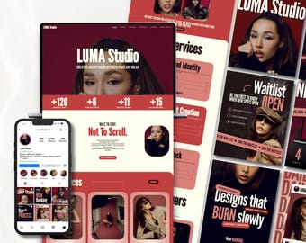 Website Template & Instagram Templates Launch Kit Elementor Wordpress Template + 50 Canva Social Media Posts Premium Branding Kit