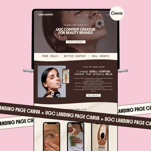 UGC Portfolio Canva Template | Elegant Creator Website | Content Creator Landing Page | Editable Canva Website | Feminine Website Template