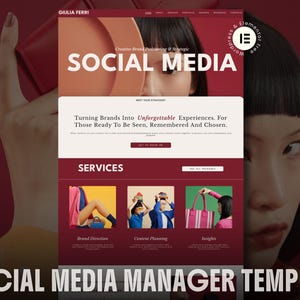 Modello di sito web per social media manager / Modello WordPress Elementor / Sito web portfolio creativo / Sito web per brand personale / Sito web premium
