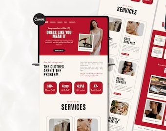 Image Consultant Canva Template Personal Stylist Website Canva Landing Page Coach Website Service Provider Template