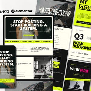 BRAND LAUNCH KIT Wordpress Elementor Sales Page Template + 50 Canva Instagram Post Template for Digital Freelancer Online Course & more