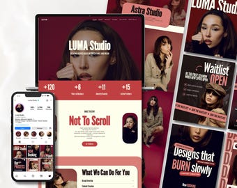 Squarespace 7.1 Website Template Creative Agency Coach Services Based Brands Launch kit with 50 Instagram Templates Matching the Wesbsite