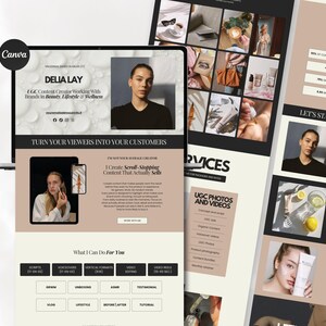 Portfolio per creatori di contenuti UGC - Modello Canva per principianti per ottenere collaborazioni con i brand - Elegante landing page - Sito web a pagina singola - Configurazione semplice