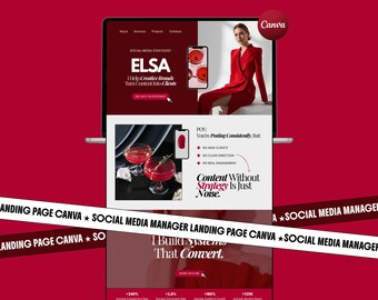Social Media Manager Website Template Canva Feminine Easy Setup Landing Page For Conversions