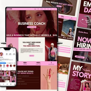Website Template & Instagram Templates Launch Kit Elementor Wordpress Template + 50 Canva Social Media Posts Premium Branding Kit