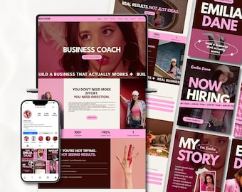 Website Template & Instagram Templates Launch Kit Elementor Wordpress Template + 50 Canva Social Media Posts Premium Branding Kit