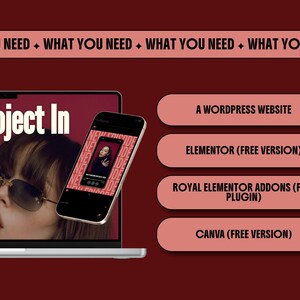 elementor wordpress theme website kit red creative feminine bold website for creatives coach consultant virtual assistant creative agency service business digital freelancer social media manager bundle instagram canva templates for solid clear consistent brand identity with main sections header footer portfolio case study page elementor blog wordpress SEO instagram neon kit carousels educational promotion