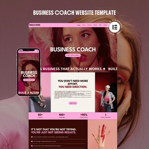 Plantilla web para coaching empresarial con Elementor y WordPress. Sitio web de coaching para negocios de servicios. Conversión moderna. Fácil configuración y guía gratuita.