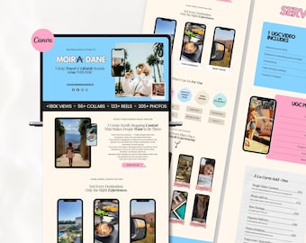 UGC Travel Content Creator Portfolio Canva Template to Get Brand Deals Blue Modern Creative Landing One Page Website Template Easy Setup