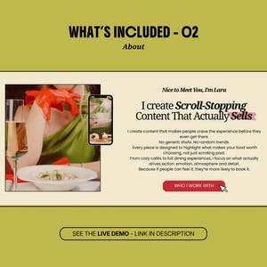 ugc portfolio one page website template canva easy to use and customize canva template for social media manager website landing page canva for influencers and service based brands, landing page canva for creative brands hero section pink and green feminine website ugc portfolio