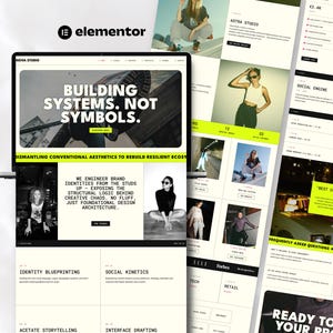 May include: A digital display showing a website interface for Nova Studio, featuring the text Building Systems. Not Symbols. and Dismantling Conventional Aesthetics to Rebuild Resilient Ecosystems, alongside various project images and design service descriptions.